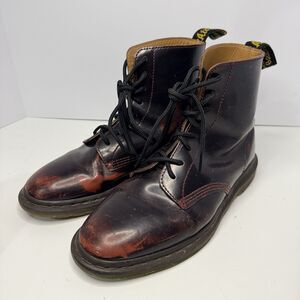 Doc Martens Boots Womens US 9 1460 Black Cherry Arcadia Rub Off Leather Grunge